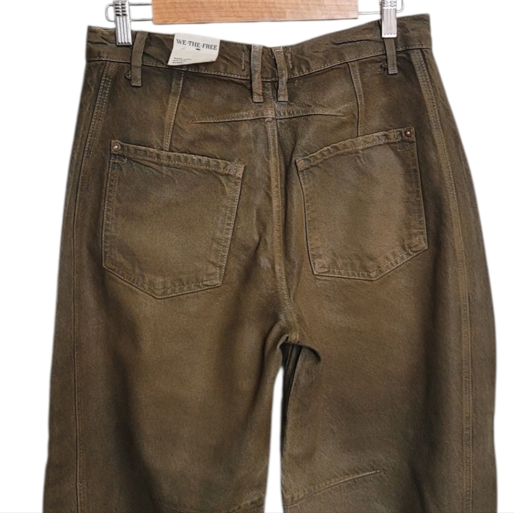 🆕️ Free People Good Luck Coated Barrel Jeans - Picture 11 of 14